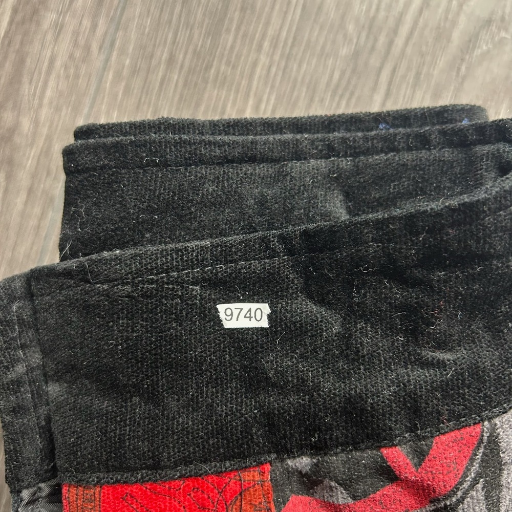 Desigual Y2K Patchwork Corduroy Mini Skirt 32" Red Black Graphic Print Boho - Picture 8 of 8